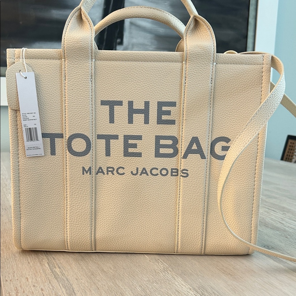 Marc Jacobs Beige Tote Bag with Gray Text